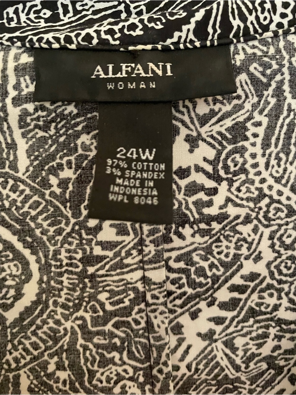 Alfani Women's Black & White Button-Up Blouse, 24W - Picture 2 of 6